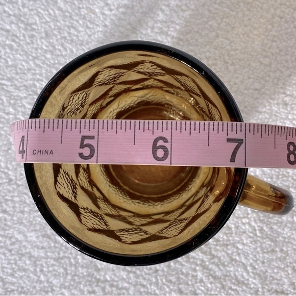 Vintage Fire King Oven Proof Kimberly Amber Textured Glass Pedestal Mug - Picture 5 of 11